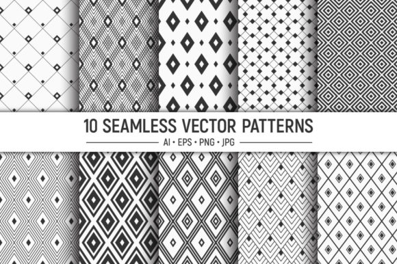 10 Seamless Rhombuses Vector Patterns