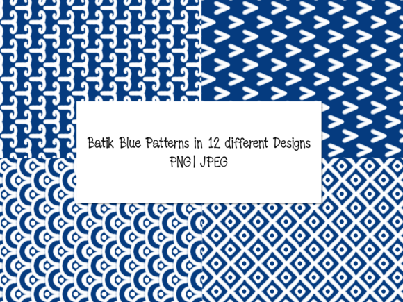 Blue Batik Pattern in 12 Patterns: A Versatile Digital Design for Creative Projects