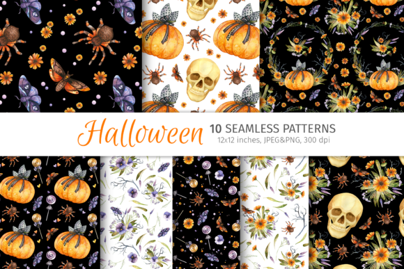 Gothic Halloween Seamless Patterns