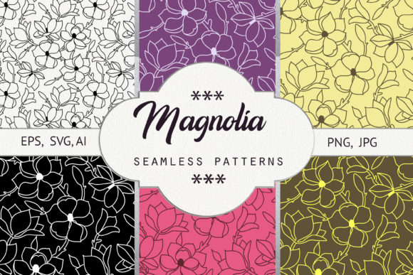 Magnolia. Seamless Patterns