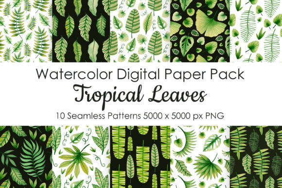 Seamless Patterns Tropical Leaves