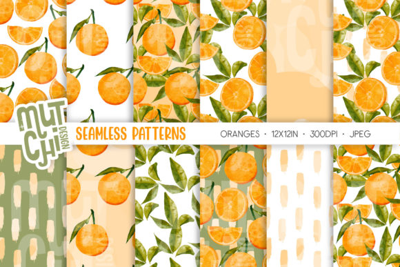 Watercolor Orange Seamless Patterns