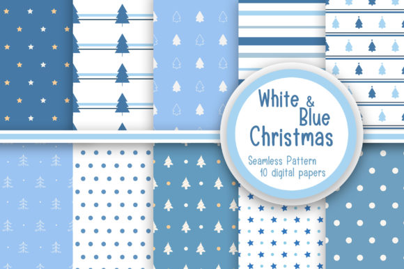 White and Blue Christmas Patterns: A Festive Digital Resource for Creativity