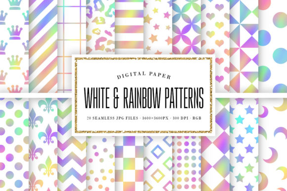 White Rainbow Seamless Patterns: A Versatile Design Resource for Creative Professionals