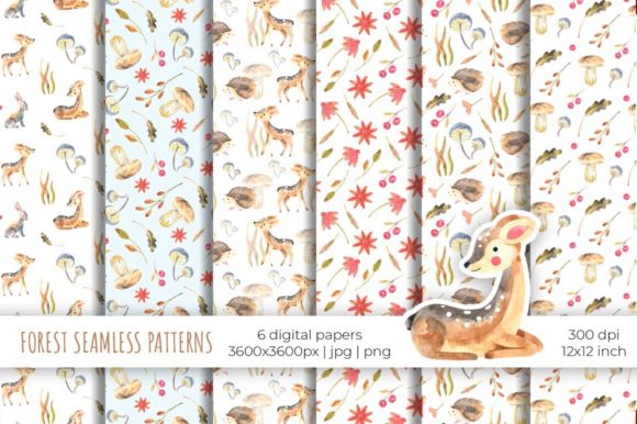 Woodland Animals Seamless Patterns